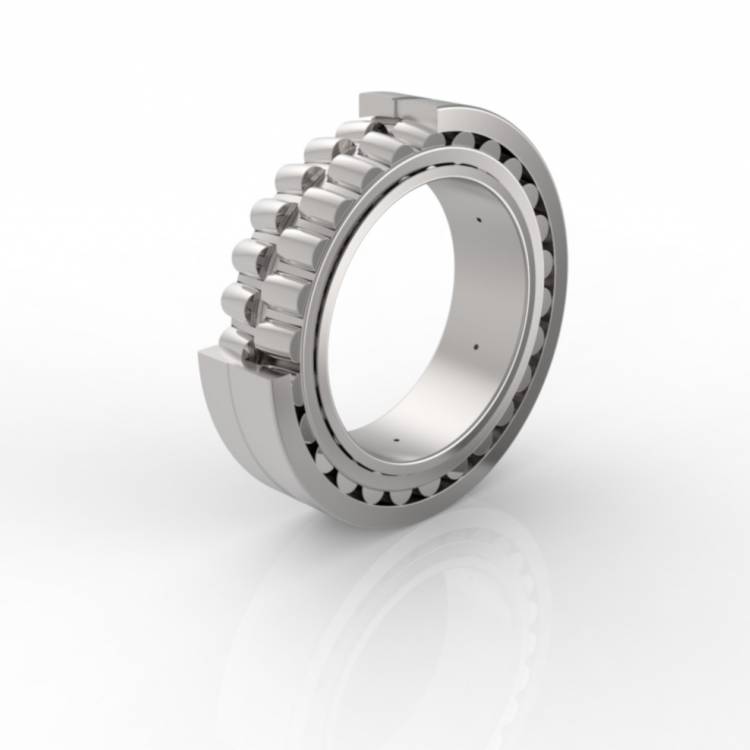 Photo of a self aligning roller bearing for paper machines with lubrication holes in the inner ring