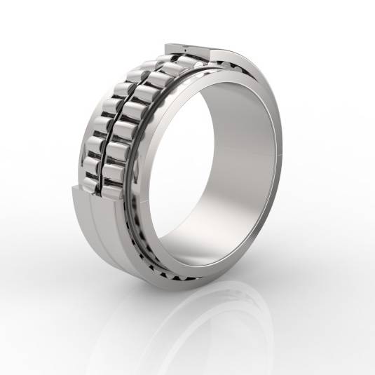 Photo of an IBO split self aligning roller bearing with pin cage for extreme requirements